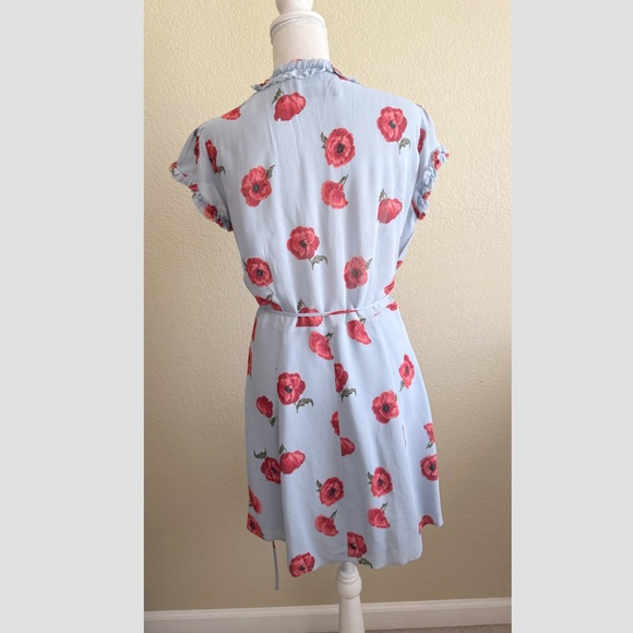 Reformation Garnet Wrap Floral Print Mini Dress Size: Large - Picture 5 of 9